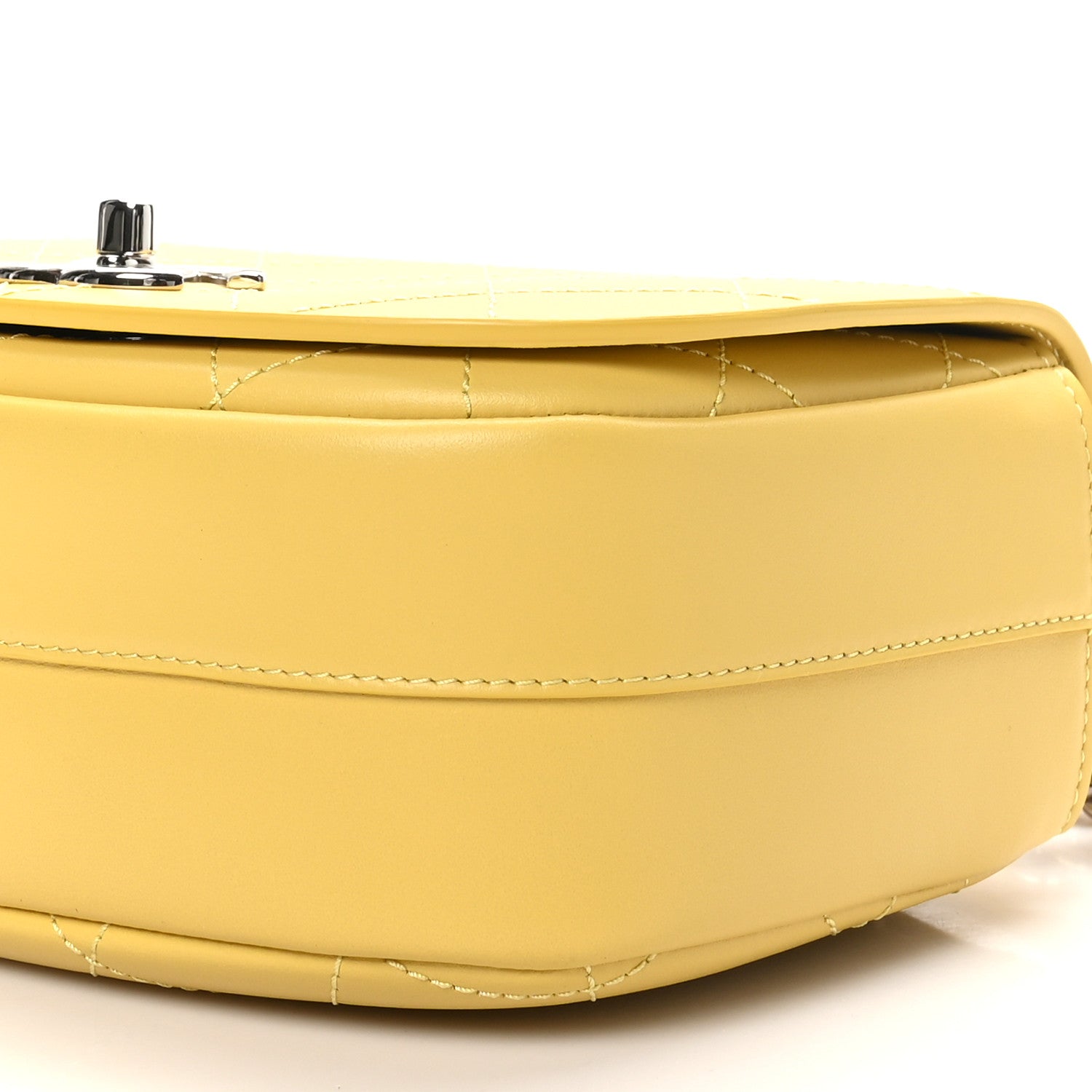 Chanel Calfskin Stitched Small Ring My Bag Flap Crossbody Yellow 10 of 10