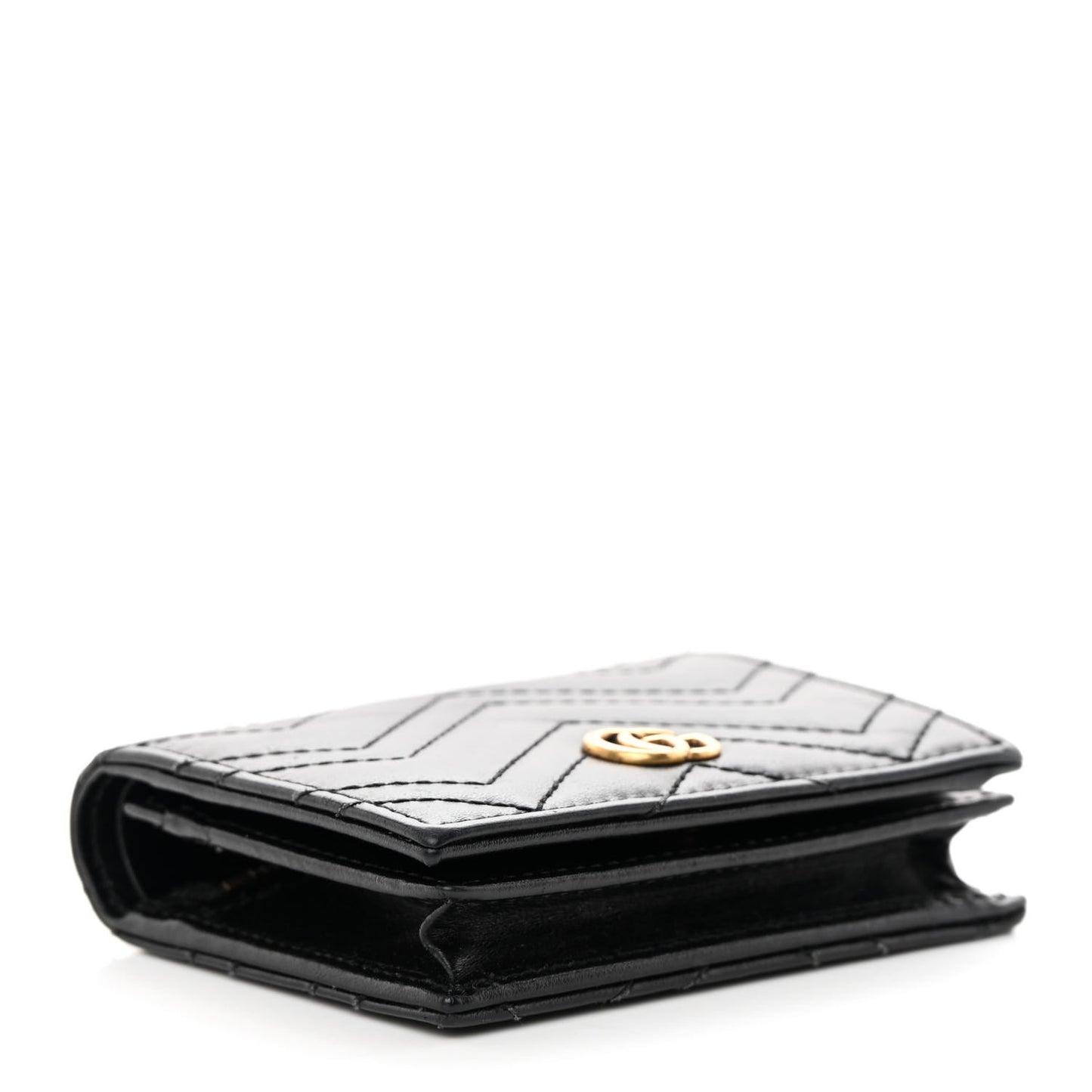 Calfskin Matelasse GG Marmont Card Case Wallet Black