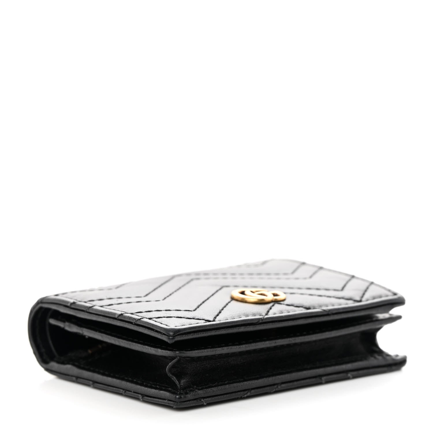 Gucci Calfskin Matelasse GG Marmont Card Case Wallet Black 4 of 14