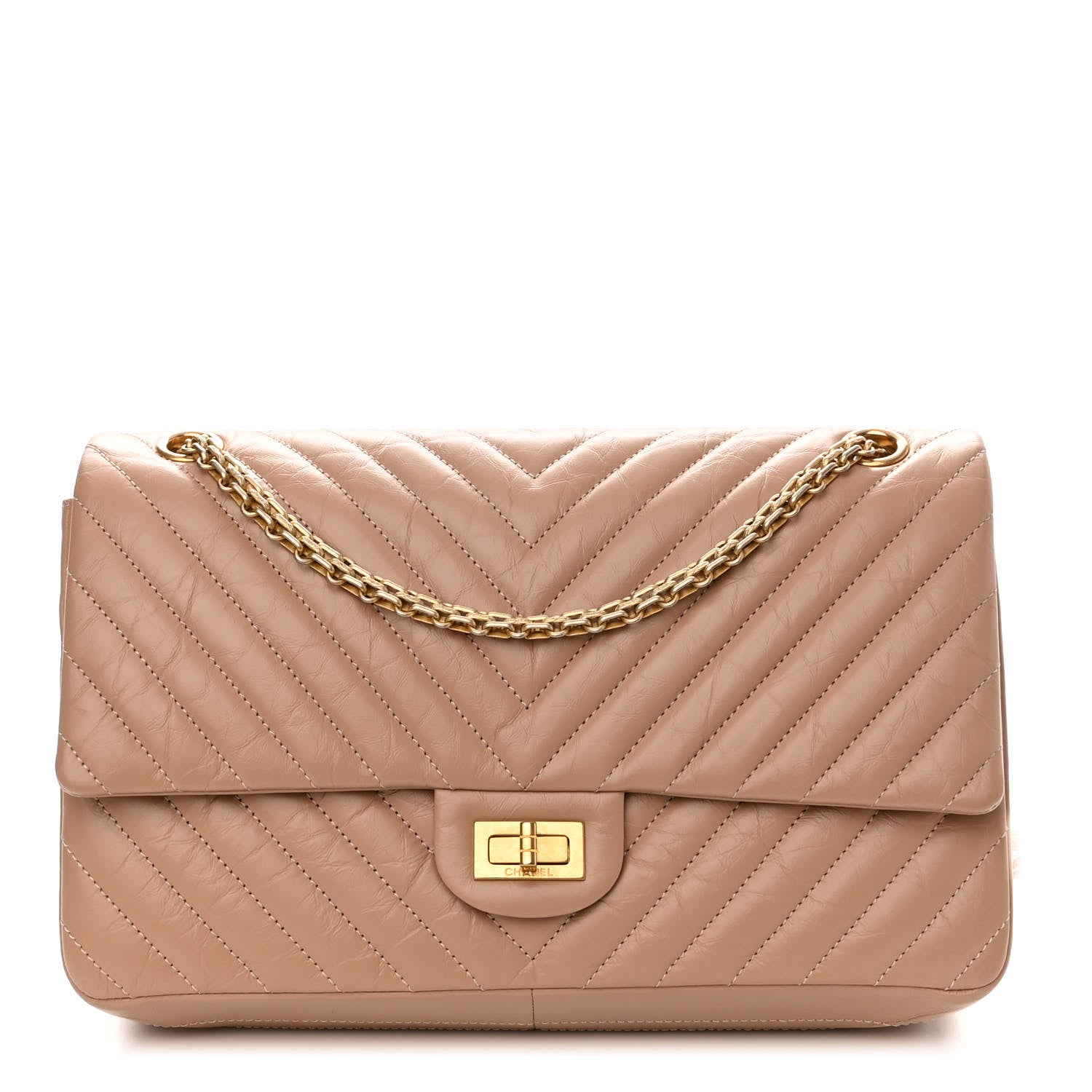 Chanel Aged Calfskin Chevron Quilted 2.55 Reissue 226 Flap Beige 1 of 11