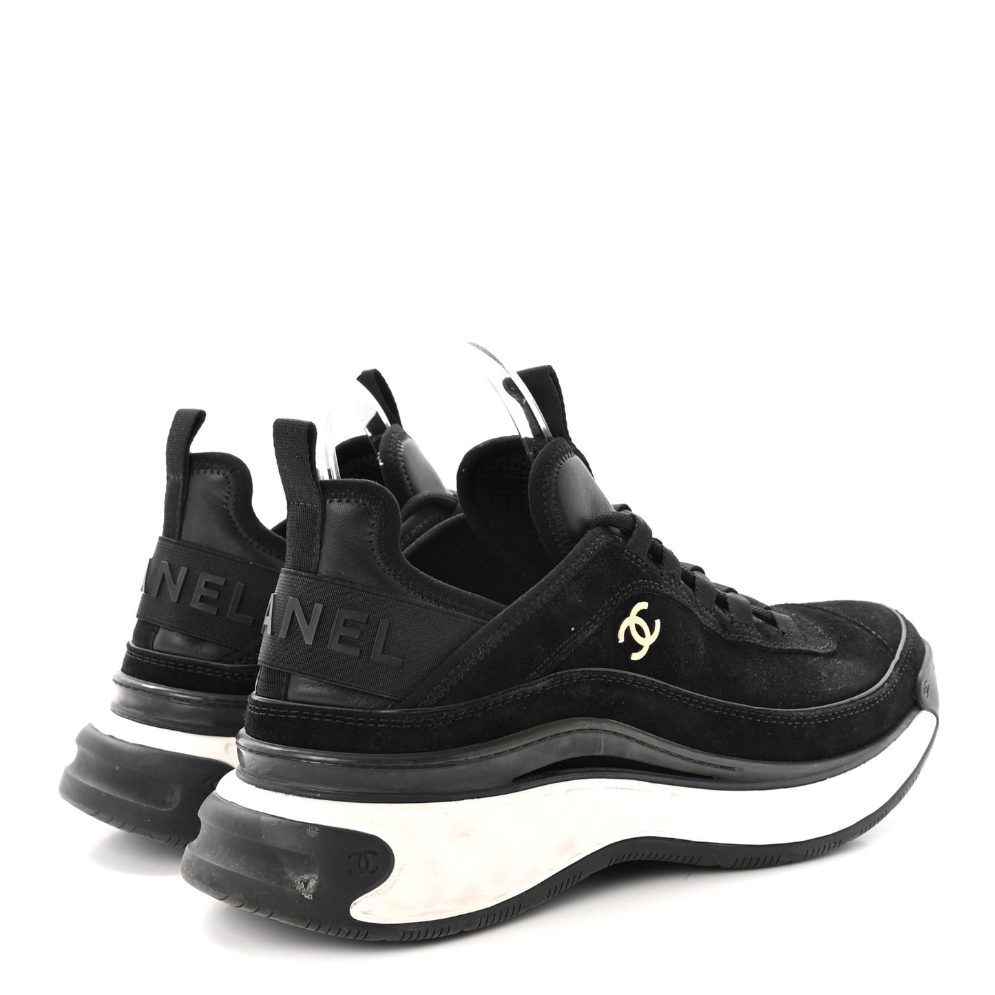 Suede Calfskin Nylon Grosgrain CC Sneakers 41 Black