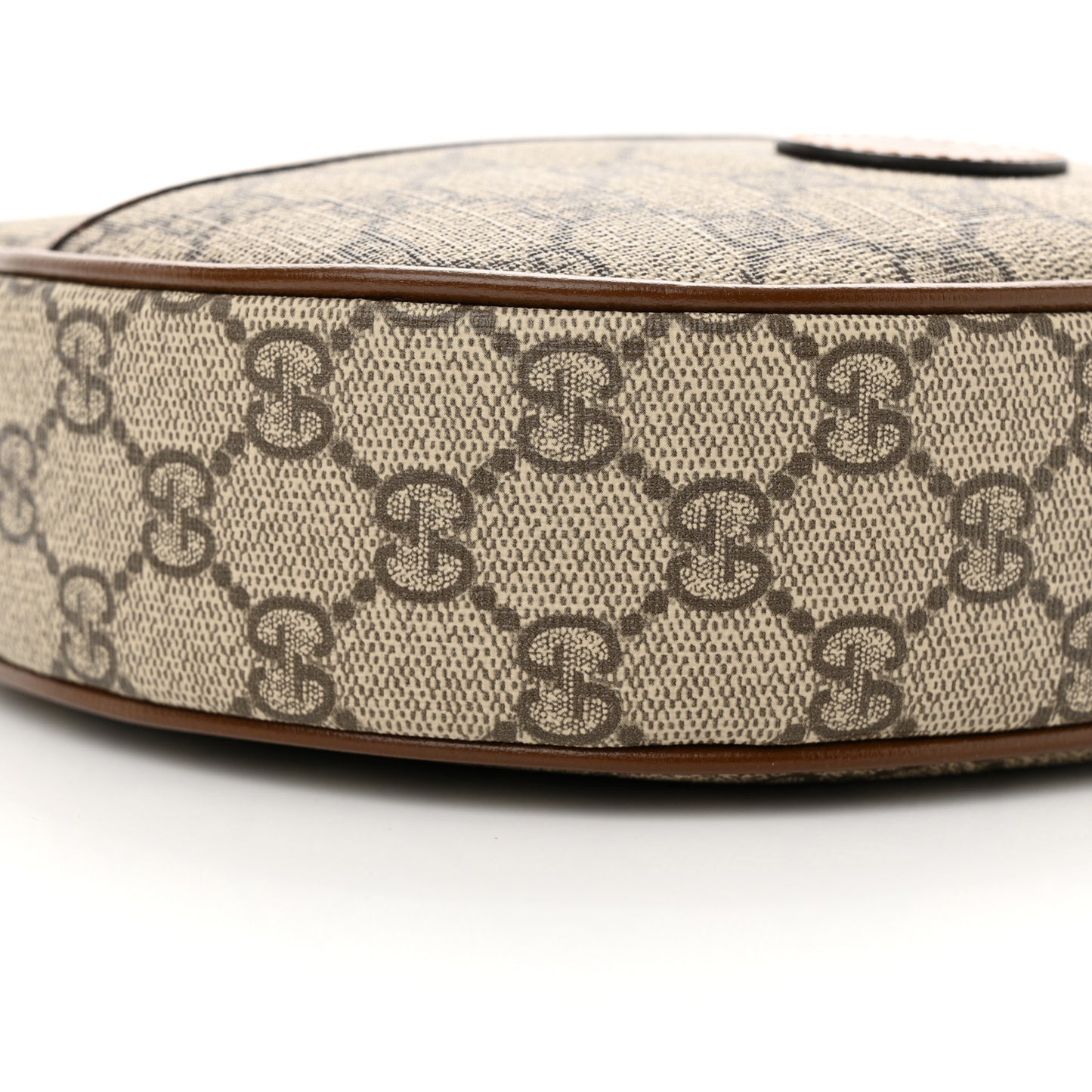 GG Supreme Monogram Azalea Calfskin Mini Retro Interlocking G Half Moon Bag Beige Ebony Brown Sugar