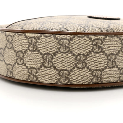 Gucci GG Supreme Monogram Azalea Calfskin Mini Retro Interlocking G Half Moon Bag Beige Ebony Brown Sugar 9 of 11