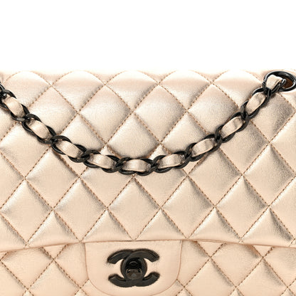 Chanel Metallic Lambskin Quilted Medium Double Flap Gold Black 8 of 12