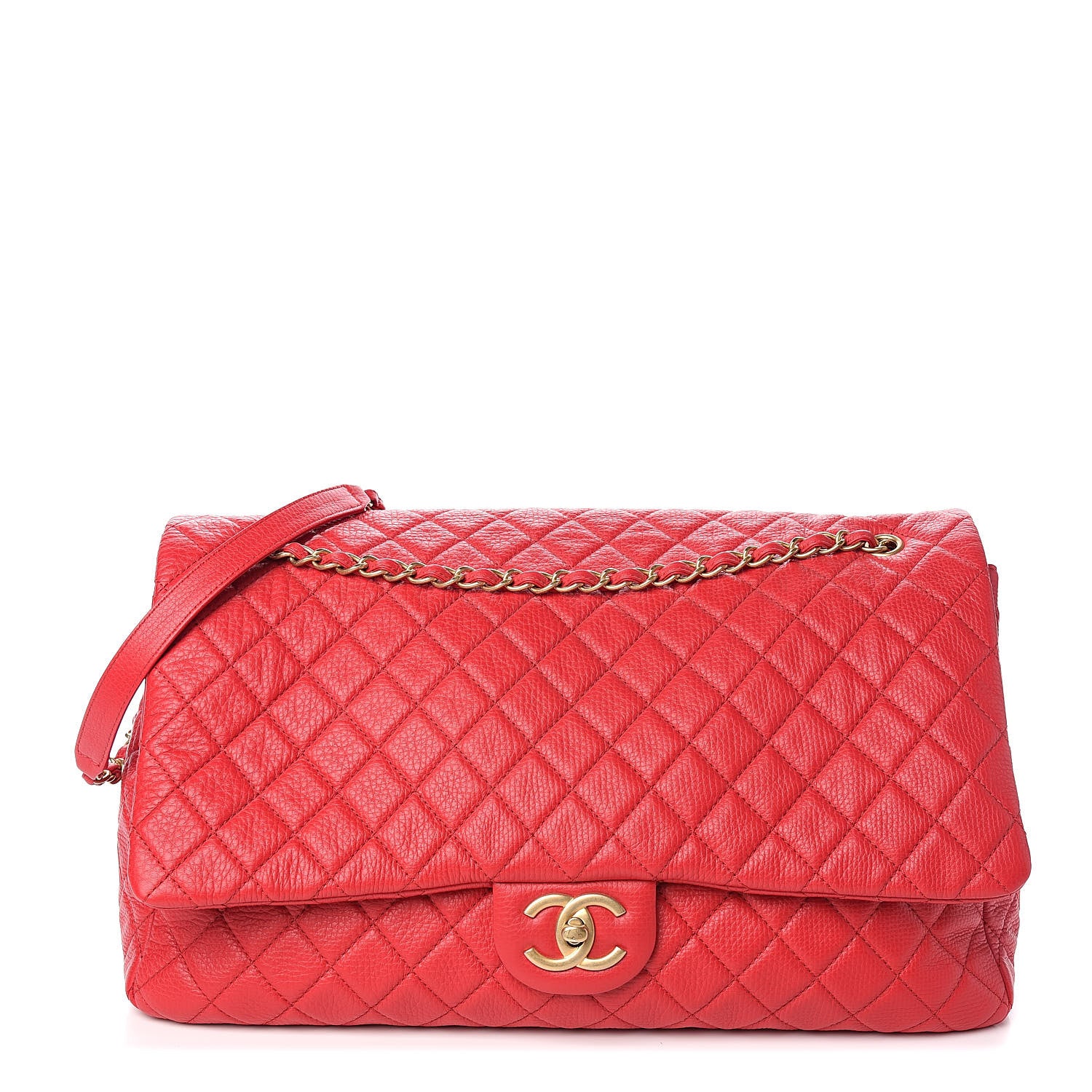 Chanel Calfskin Quilted Small XXL Travel Flap Bag Red 1 of 11