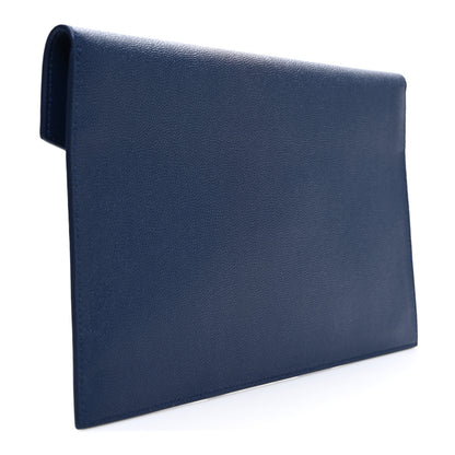 Saint Laurent Grain De Poudre Monogram Uptown Pouch Blue Charron 3 of 7