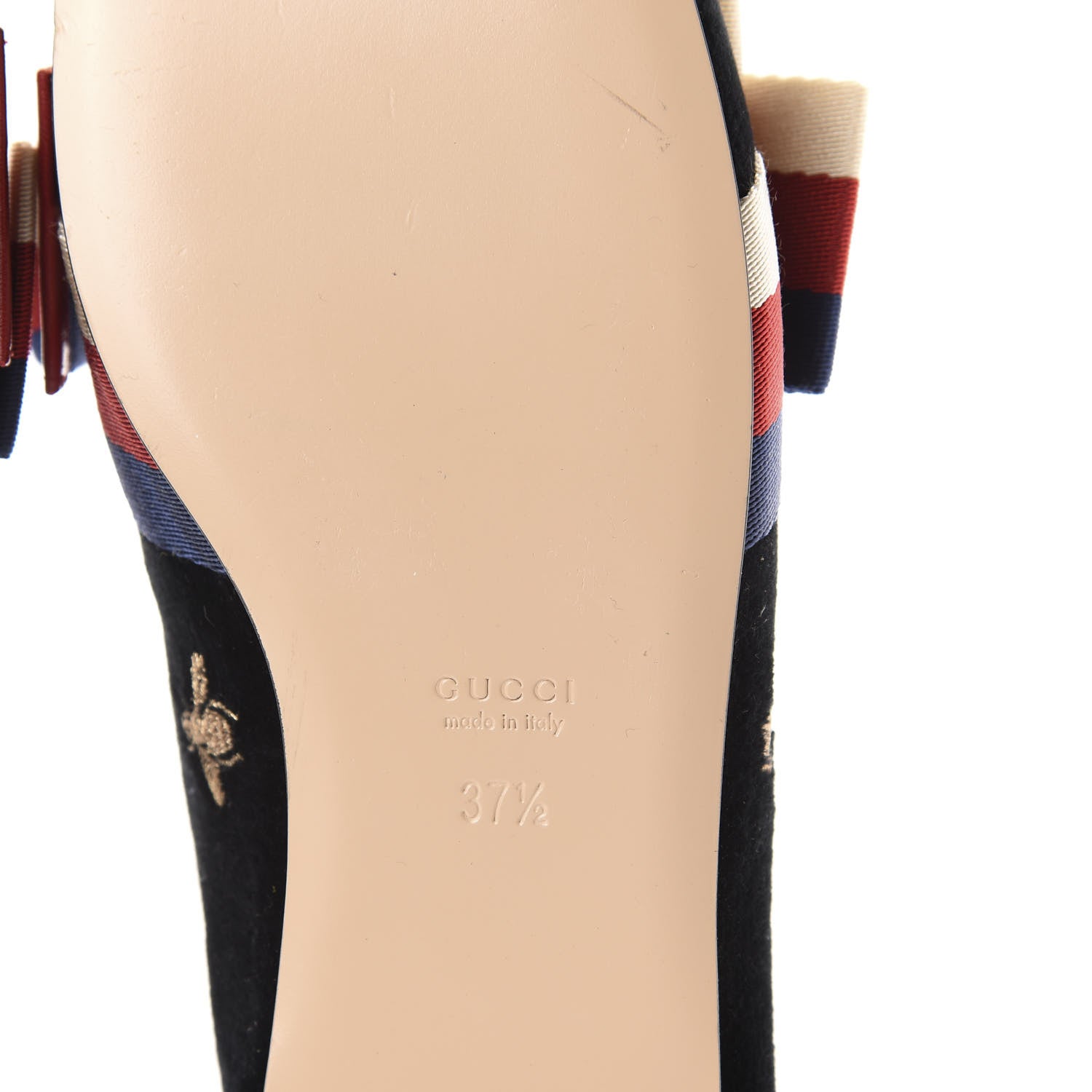 Gucci Velvet Bee Star Embroidered Sylvie Bow Loafers 37.5 Black 8 of 10