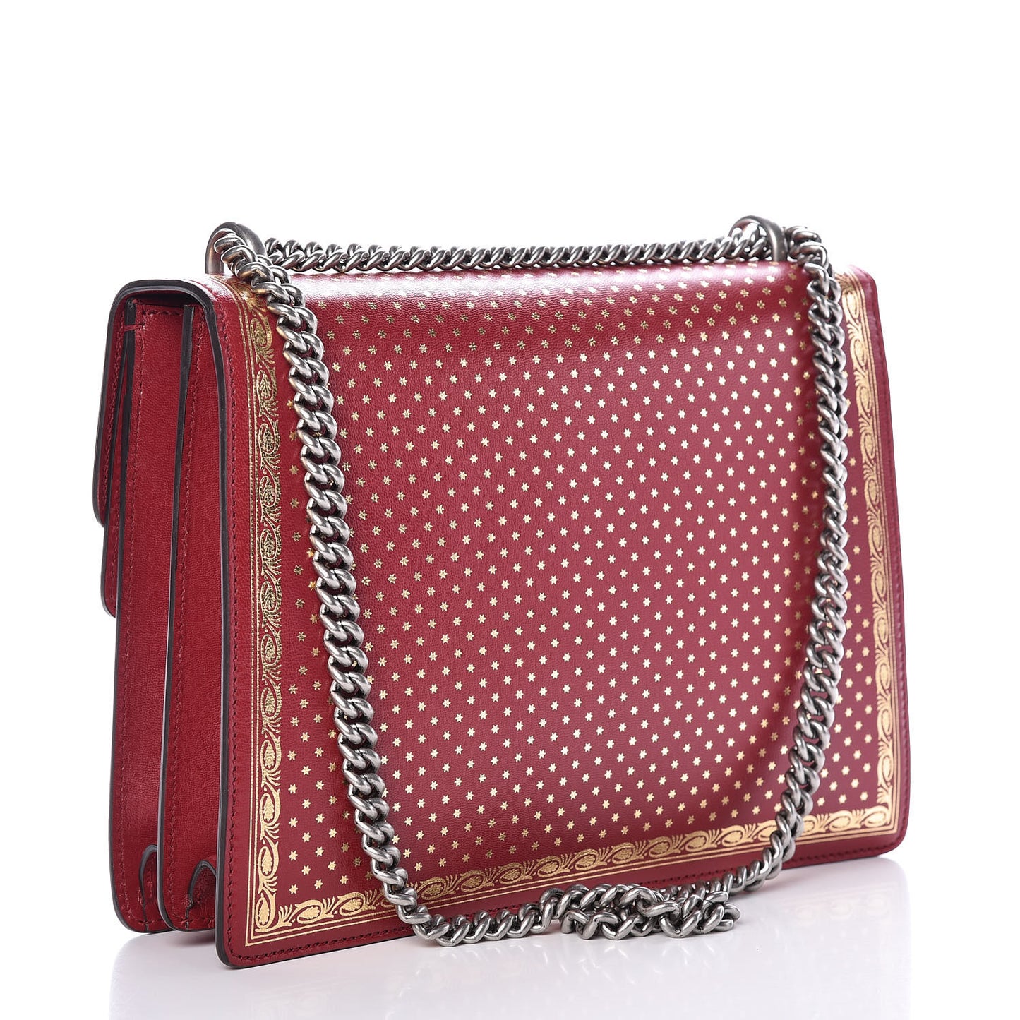 X SEGA Calfskin GUCCY Stars Medium Dionysus Shoulder Bag Red