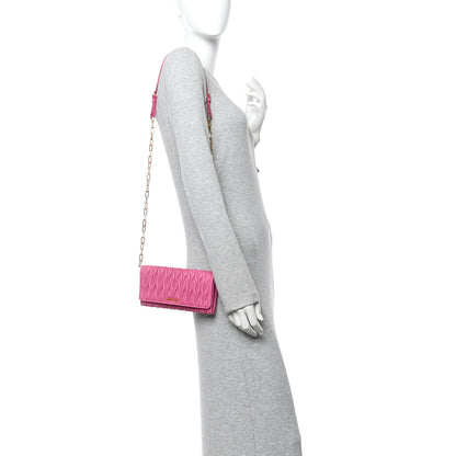 Miu Miu Nappa Matelasse Wallet On Chain Fuxia 2 of 10