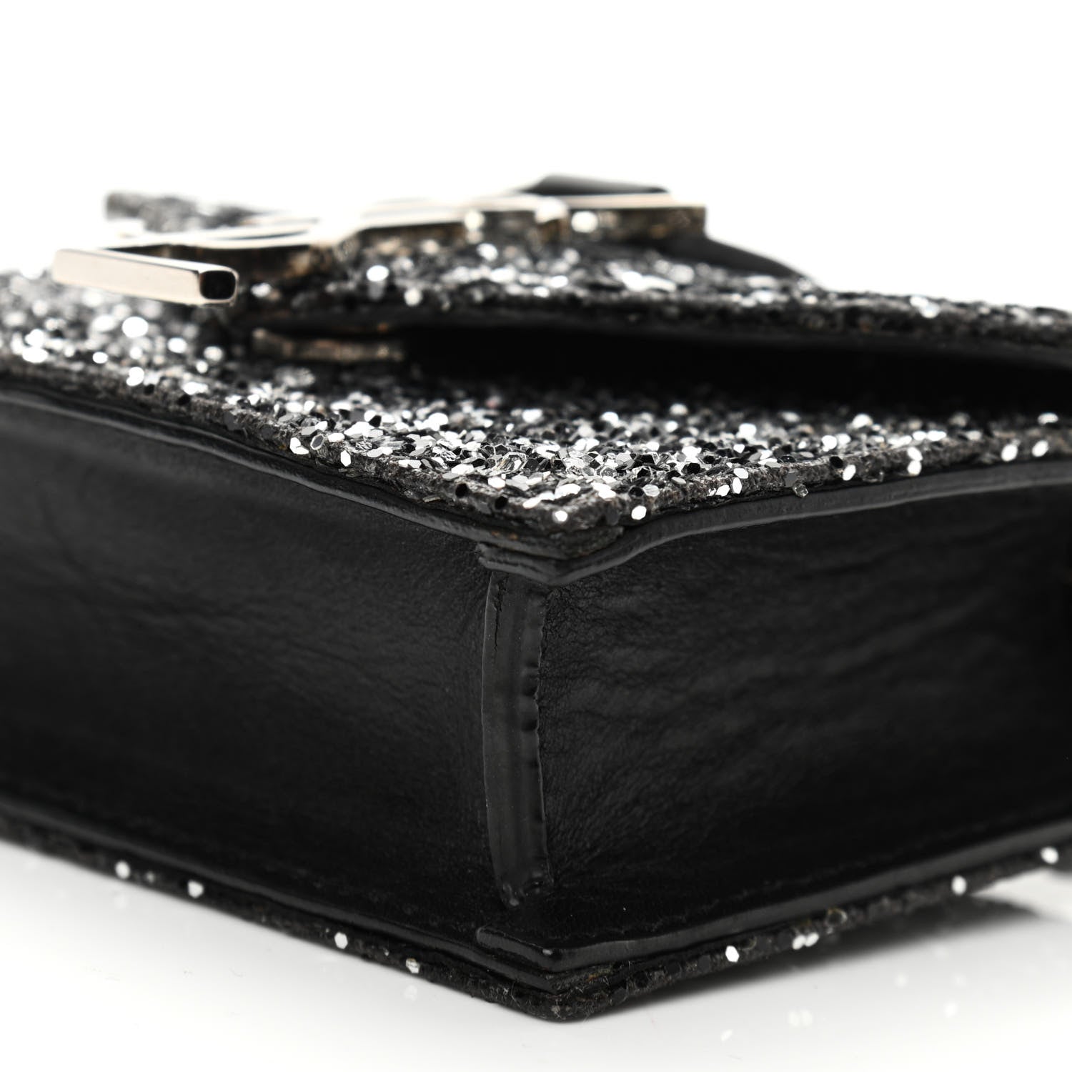 Saint Laurent Sequin Calfskin Monogram Mini Candy Crossbody Black 10 of 11