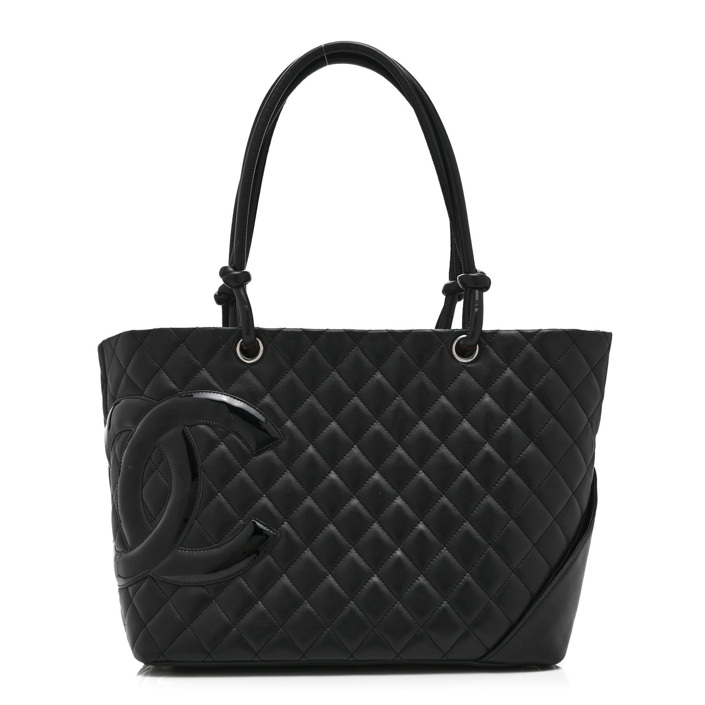 Calfskin Quilted Large Cambon Tote Black