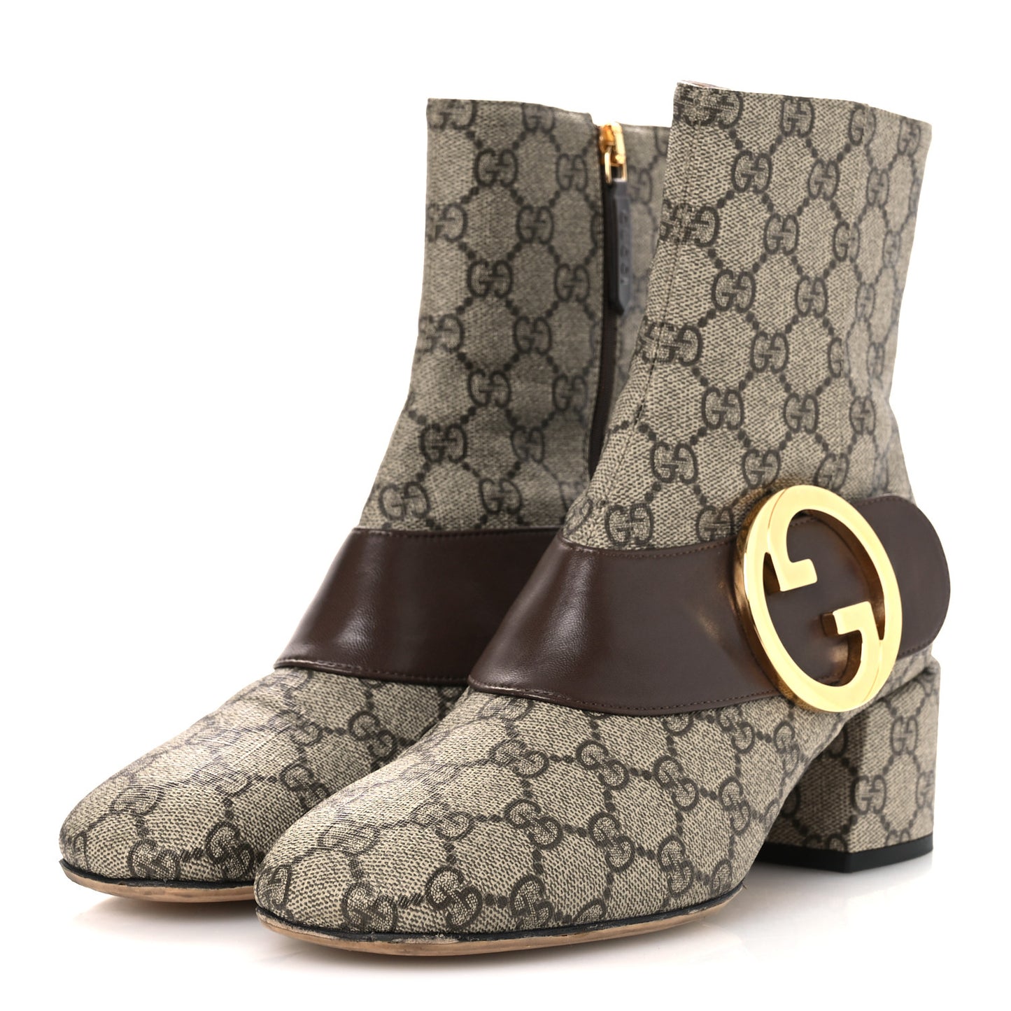 GG Supreme Monogram Malaga Kid Blondie 55mm Ankle Boots 38 Beige Ebony New Acero