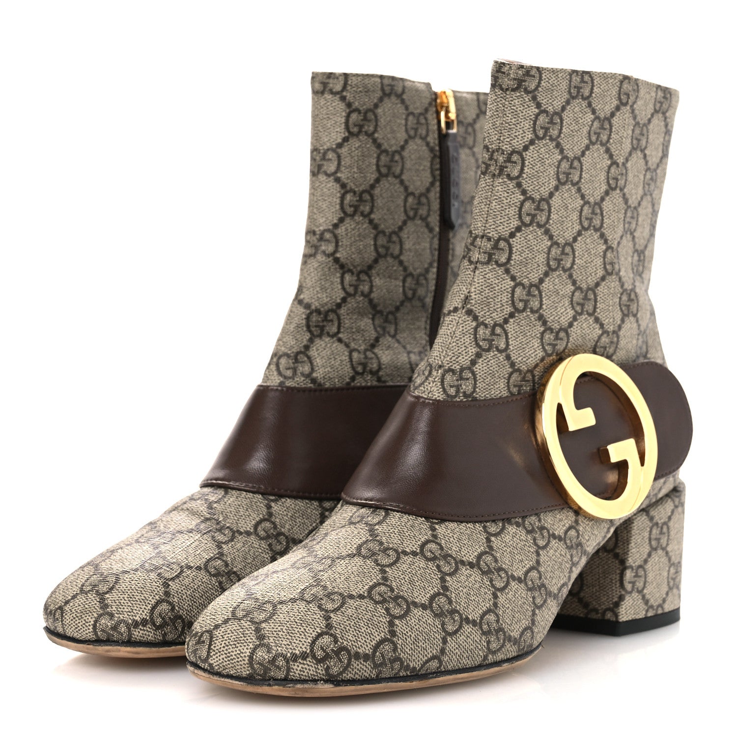 Gucci GG Supreme Monogram Malaga Kid Blondie 55mm Ankle Boots 38 Beige Ebony New Acero 4 of 14