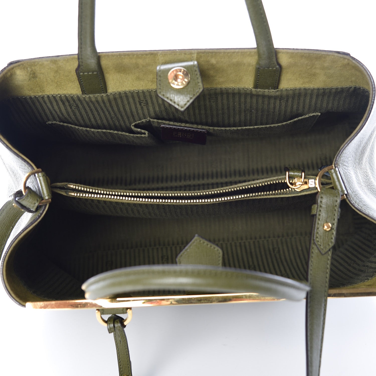 Fendi Vitello Elite Flamingo Regular 2Jours Tote Oliva 6 of 12