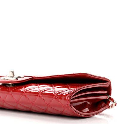 Chanel Patent Calfskin Quilted Brilliant East West Flap Clutch Red 10 of 12