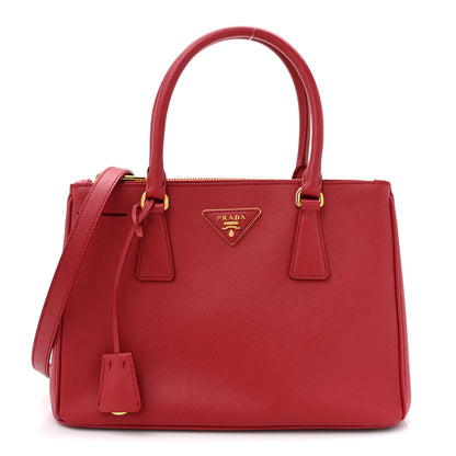 Prada Saffiano Small Galleria Double Zip Tote Fuoco 1 of 11