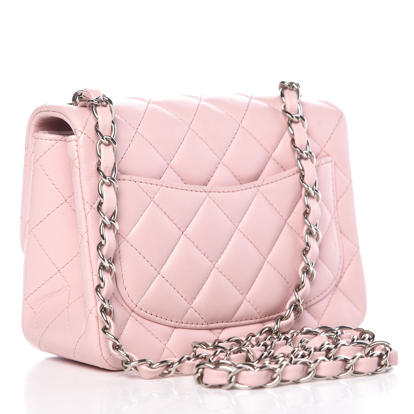 Lambskin Quilted Mini Square Flap Light Pink