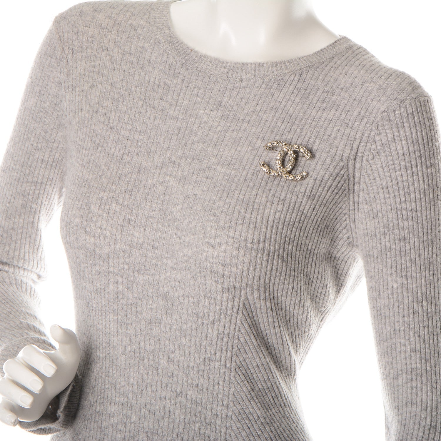 Chanel Crystal CC Brooch Silver 2 of 4
