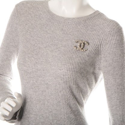 Chanel Crystal CC Brooch Silver 2 of 4