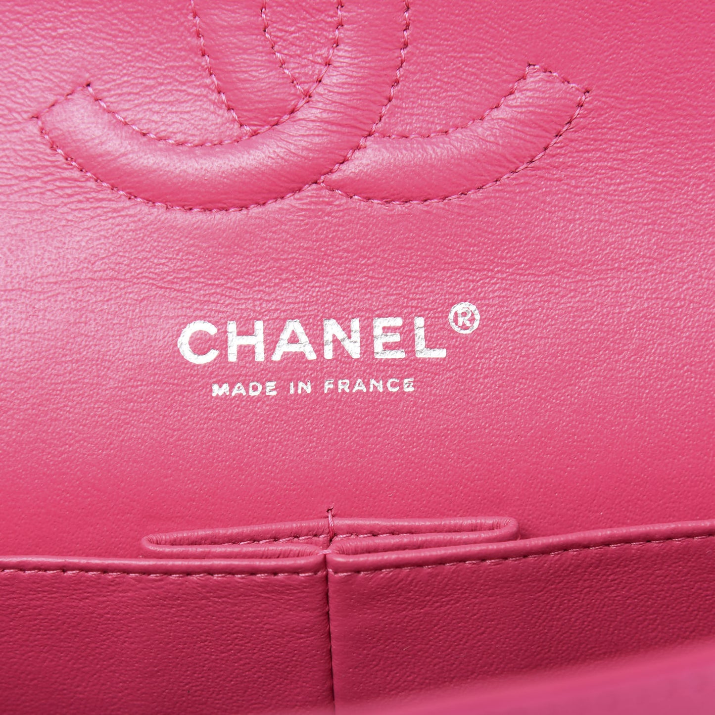 Patent Quilted Medium Double Flap Fuchsia