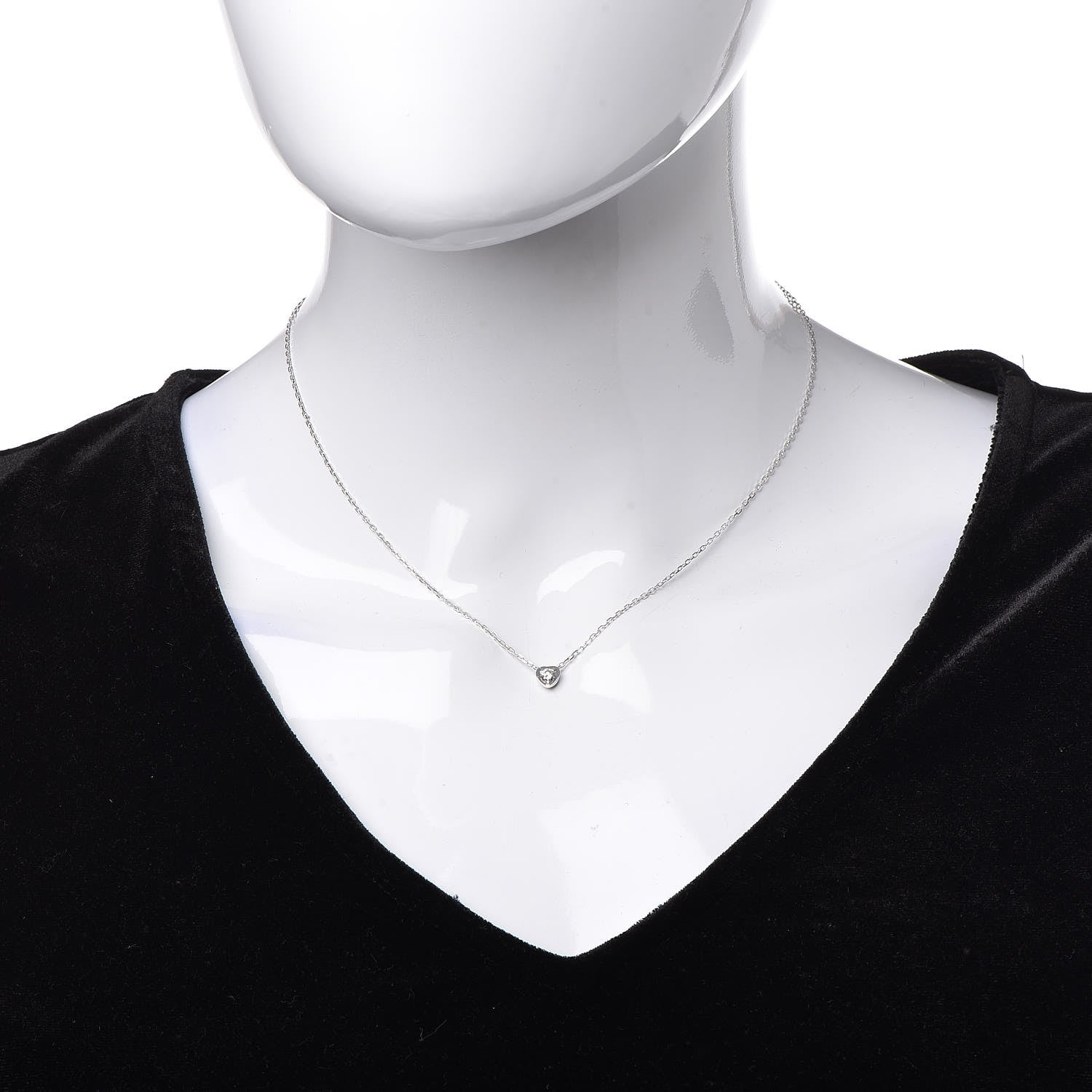 Cartier 18K White Gold Diamond D'Amour Heart Pendant Necklace 2 of 6