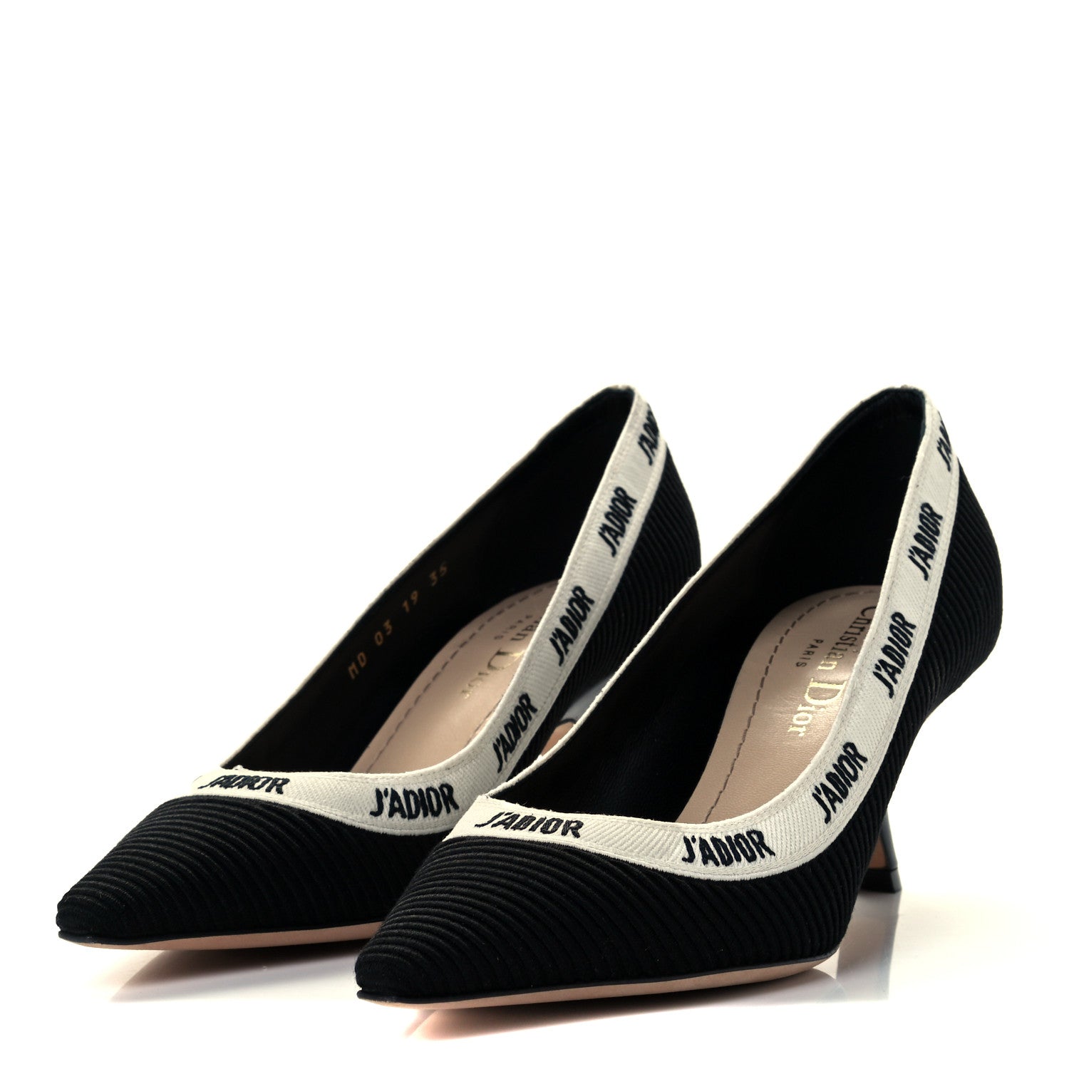 Christian Dior Technical Canvas Ribbon Embroidered J'Adior 65mm Pumps 35 Black 2 of 10