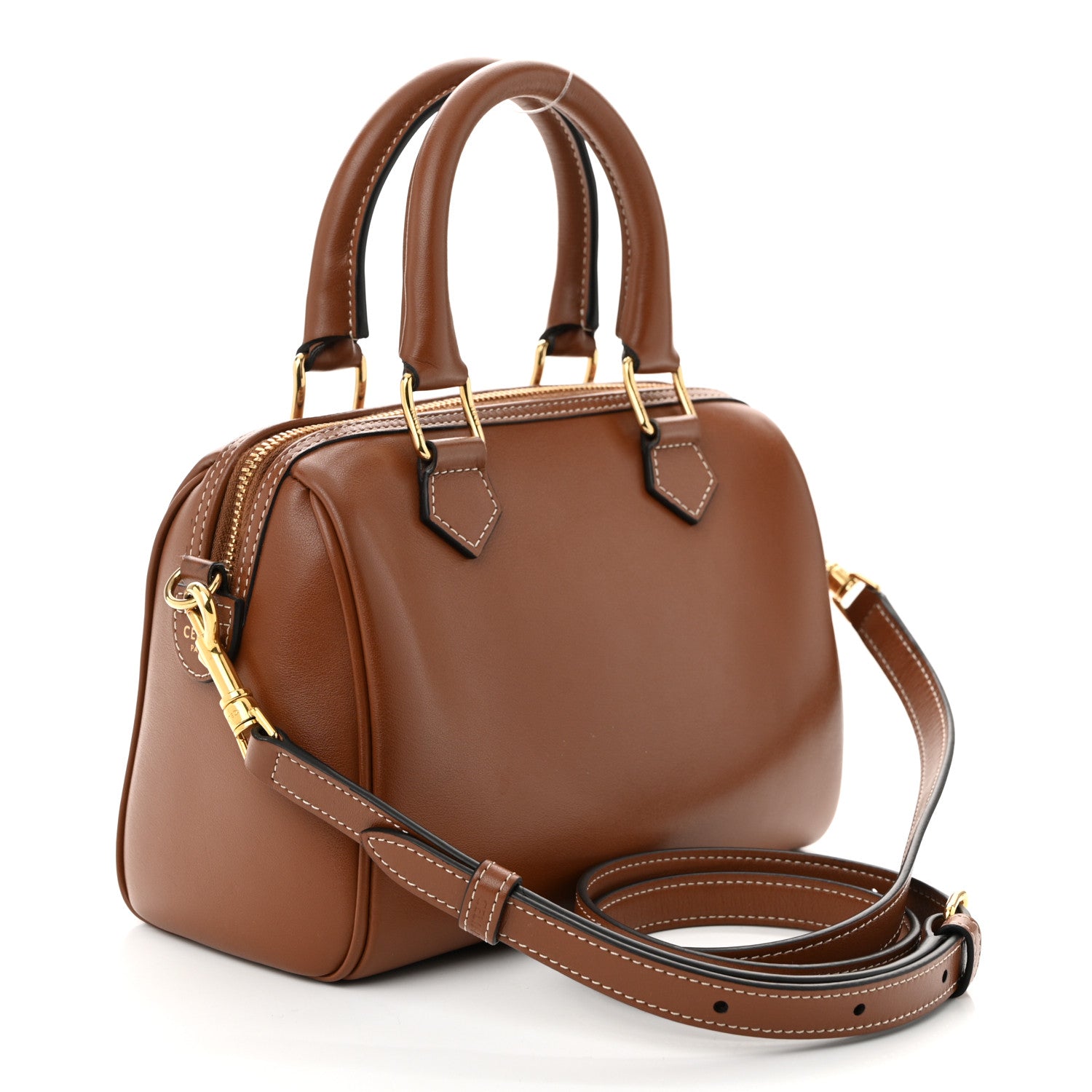 Celine Smooth Calfskin Triomphe Small Boston Bag Tan 3 of 12