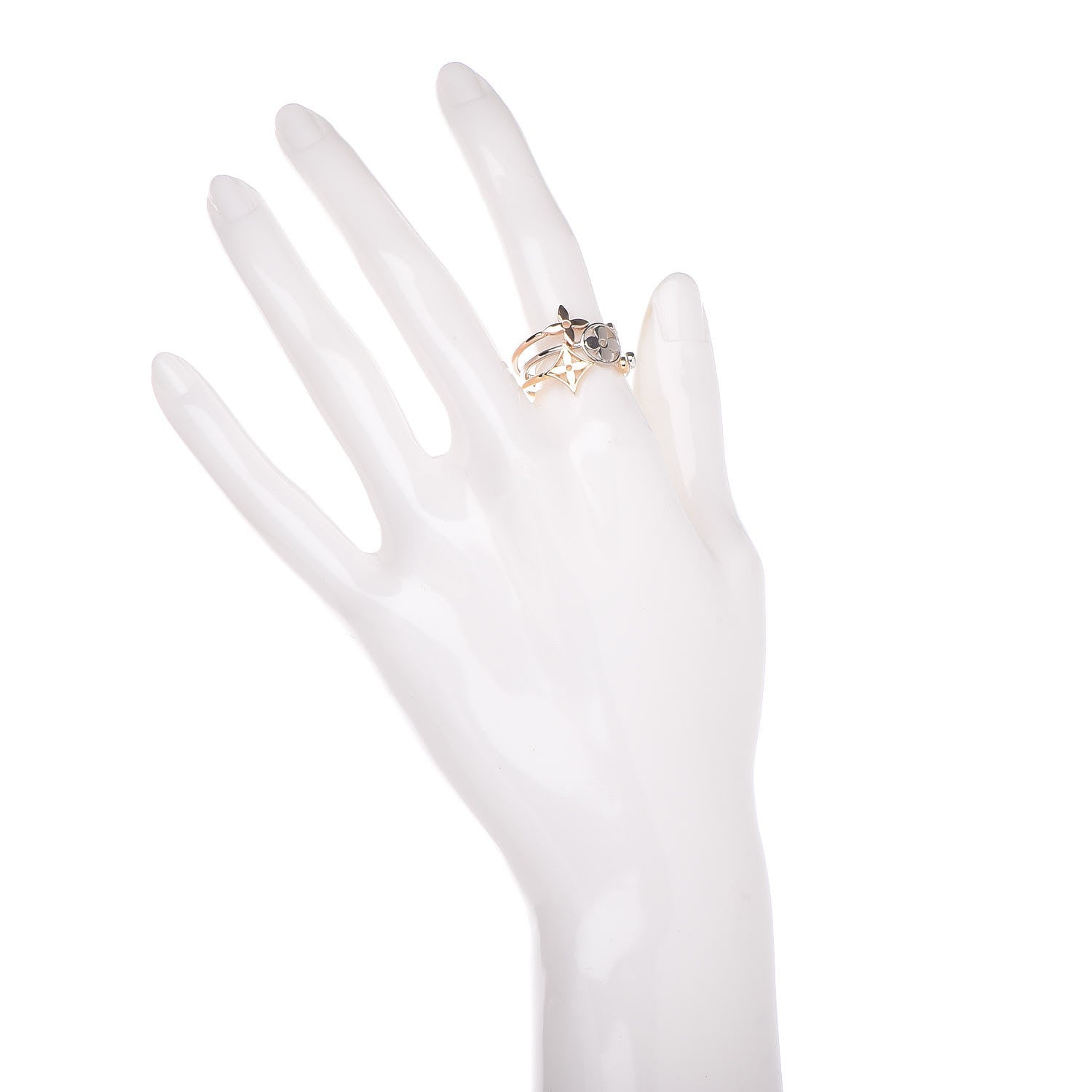 Louis Vuitton 18K Yellow White Pink Gold Diamond Idylle Blossom Ring 3 Set 54 7 2 of 10