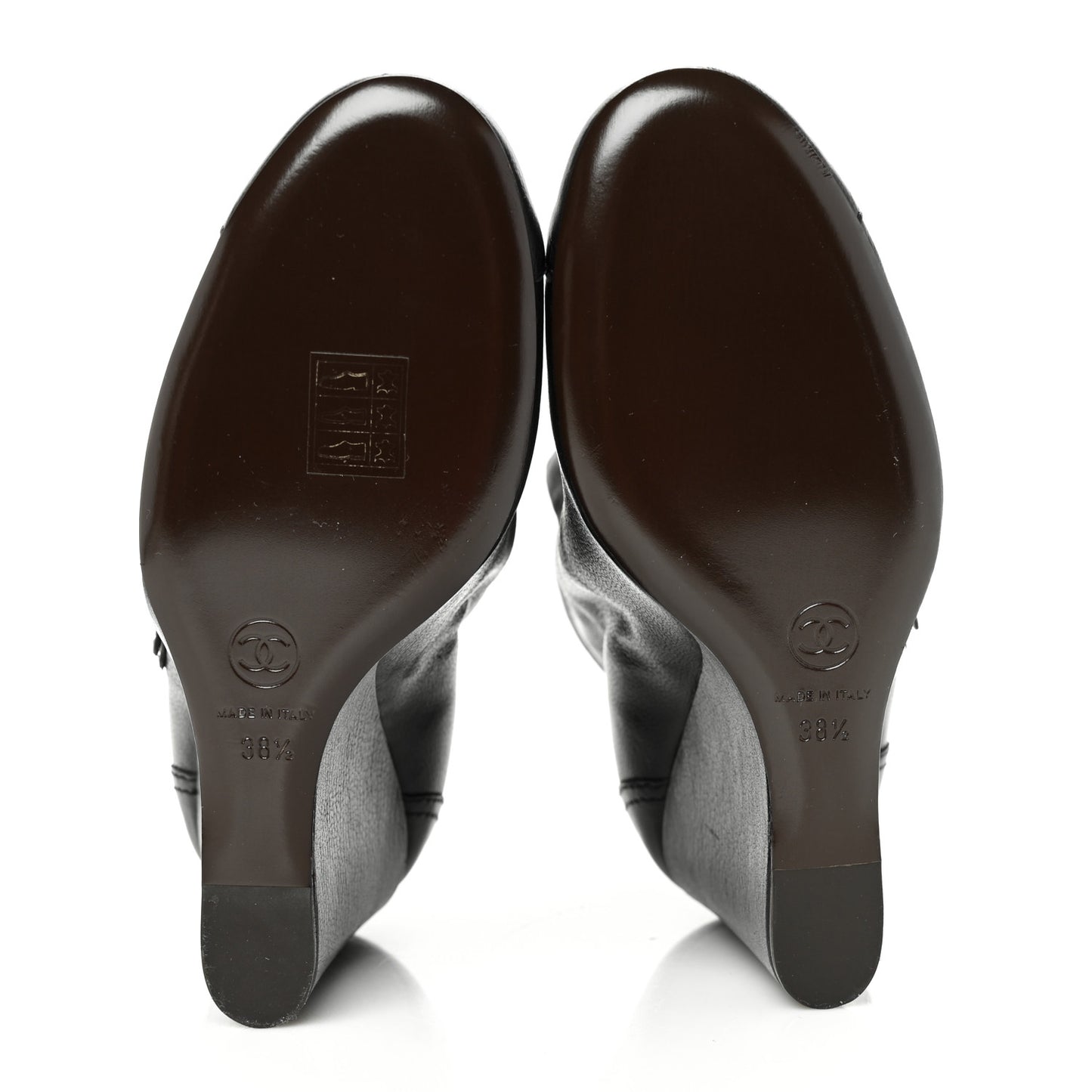 Calfskin Ankle Wedge Boots 38.5 Black