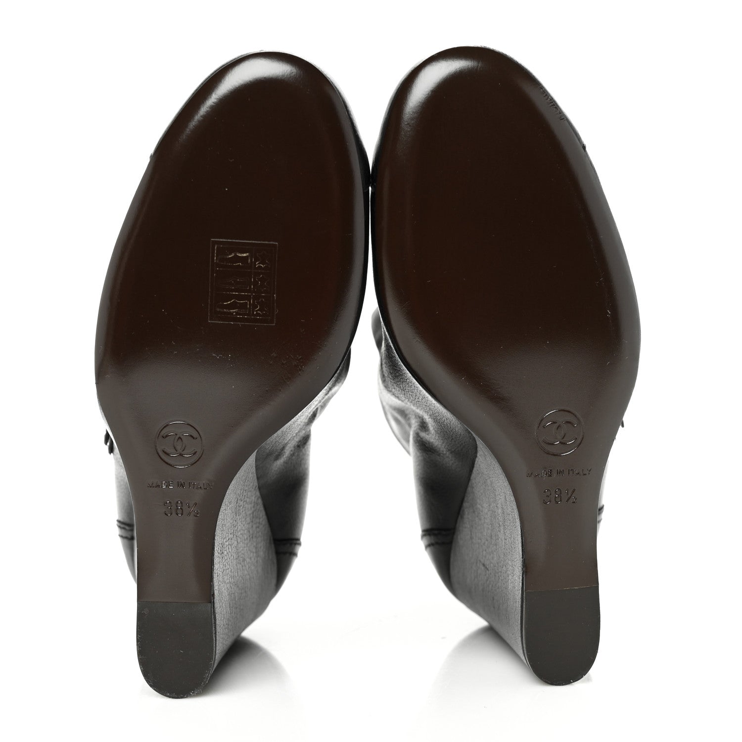 Chanel Calfskin Ankle Wedge Boots 38.5 Black 5 of 7