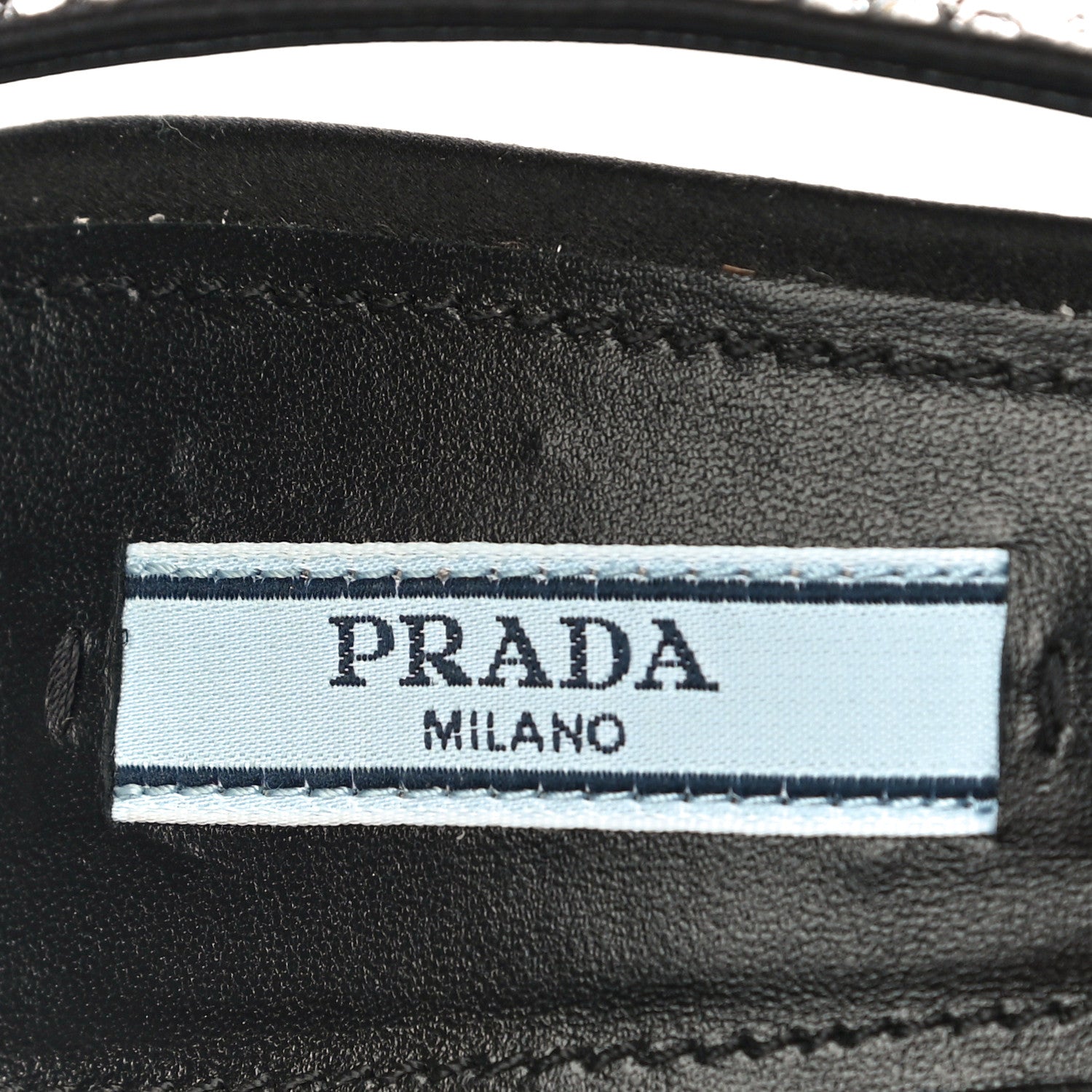 Prada Satin Crystal Logo Block Heel 75mm Slingback Pumps 37 Cristal 8 of 13