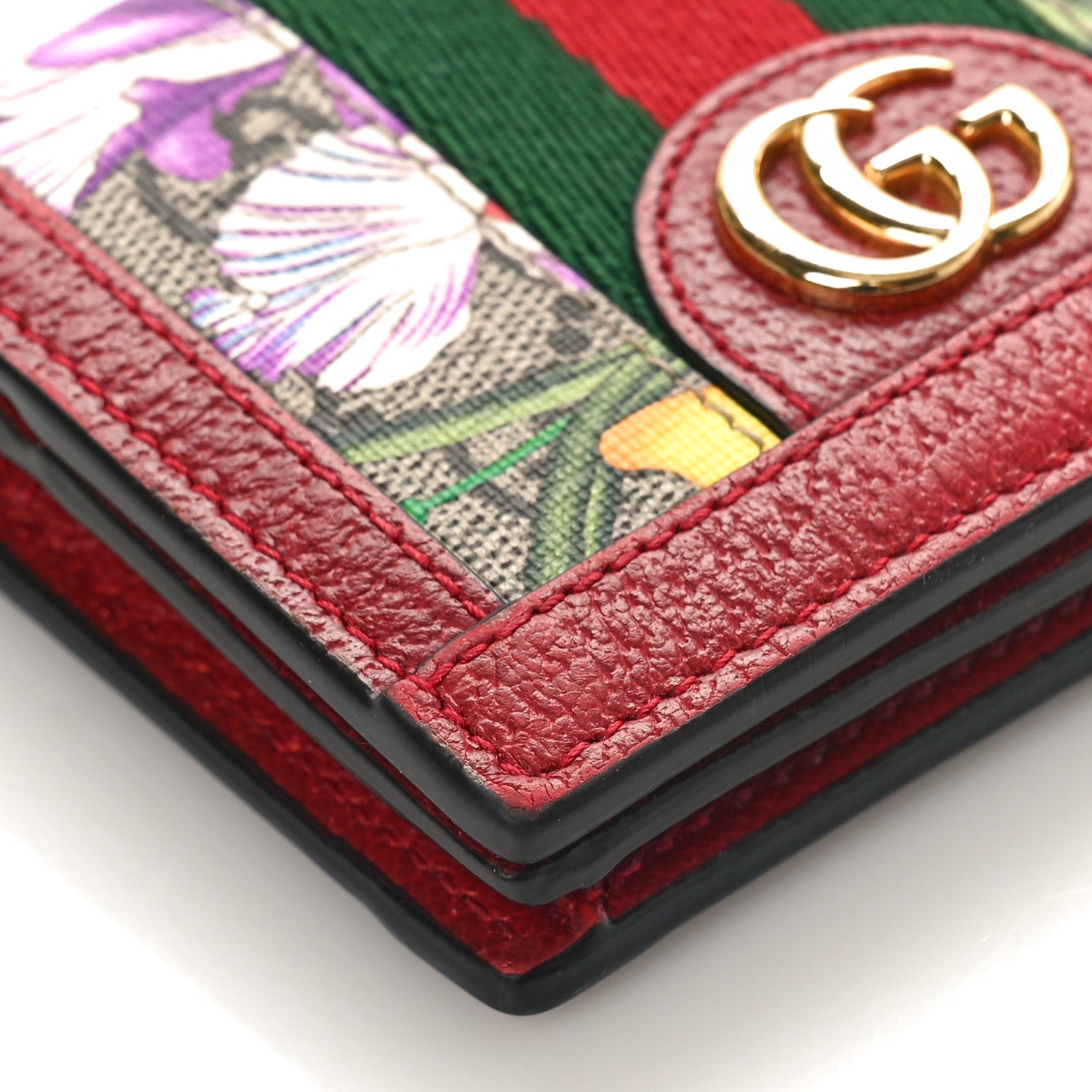 Gucci GG Supreme Monogram Flora Web Ophidia Card Case Red 8 of 9