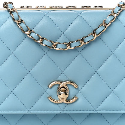 Chanel Lambskin Quilted Trendy CC Wallet On Chain WOC Light Blue 9 of 12