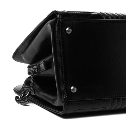 Chanel Glazed Calfskin Quilted Korean Garden Tote Black 7 of 8