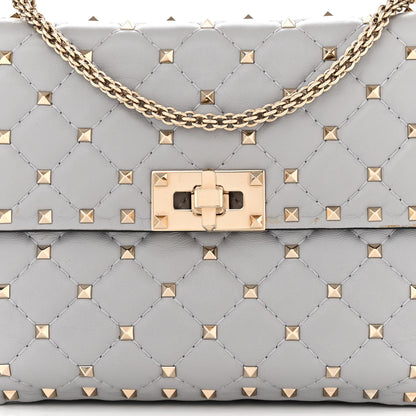 Valentino Garavani Lambskin Medium Rockstud Spike Shoulder Bag Pastel Grey 7 of 9
