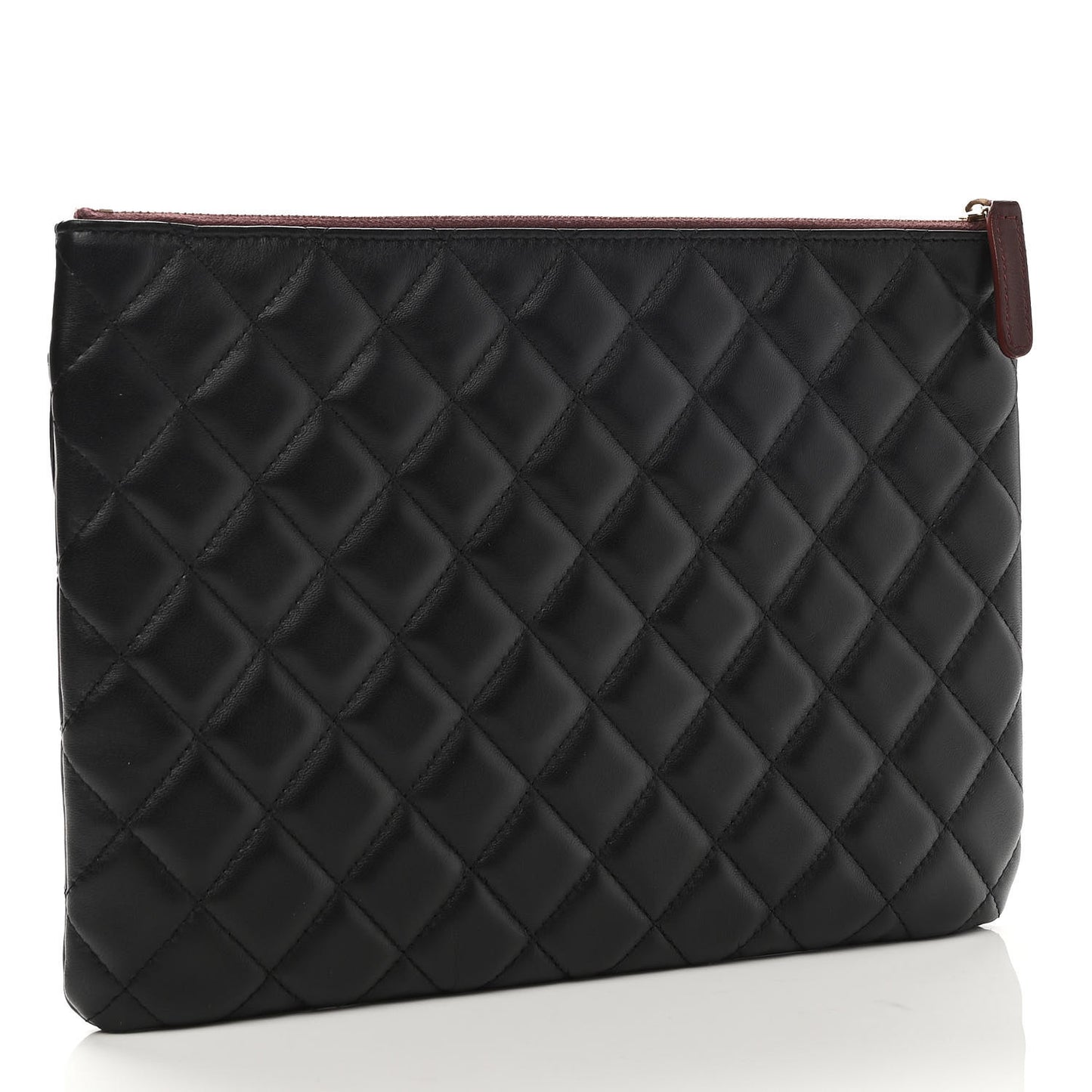 Lambskin Quilted Medium Flap Cosmetic Case Black
