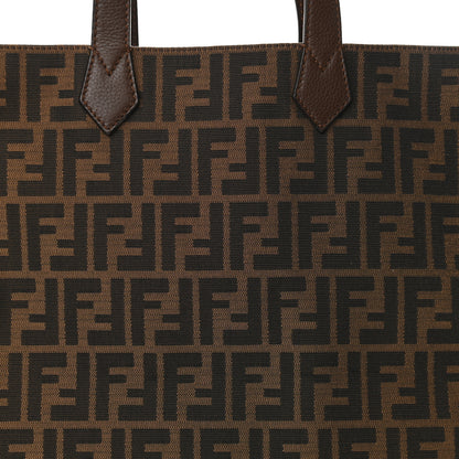 Fendi Zucca Vitello Artic Special Shopping Tote Tobacco Castagna 8 of 10
