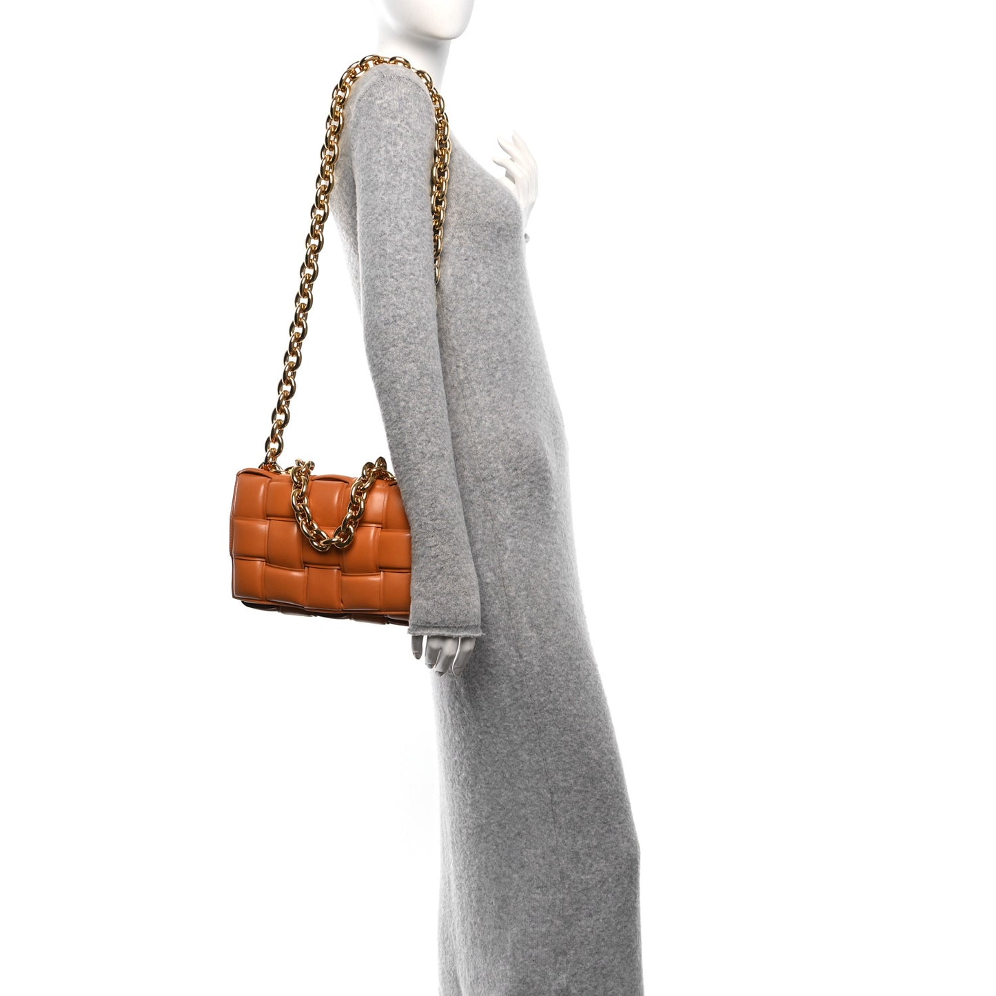 Lambskin Maxi Intreccio Padded Chain Cassette Crossbody Bag Clay