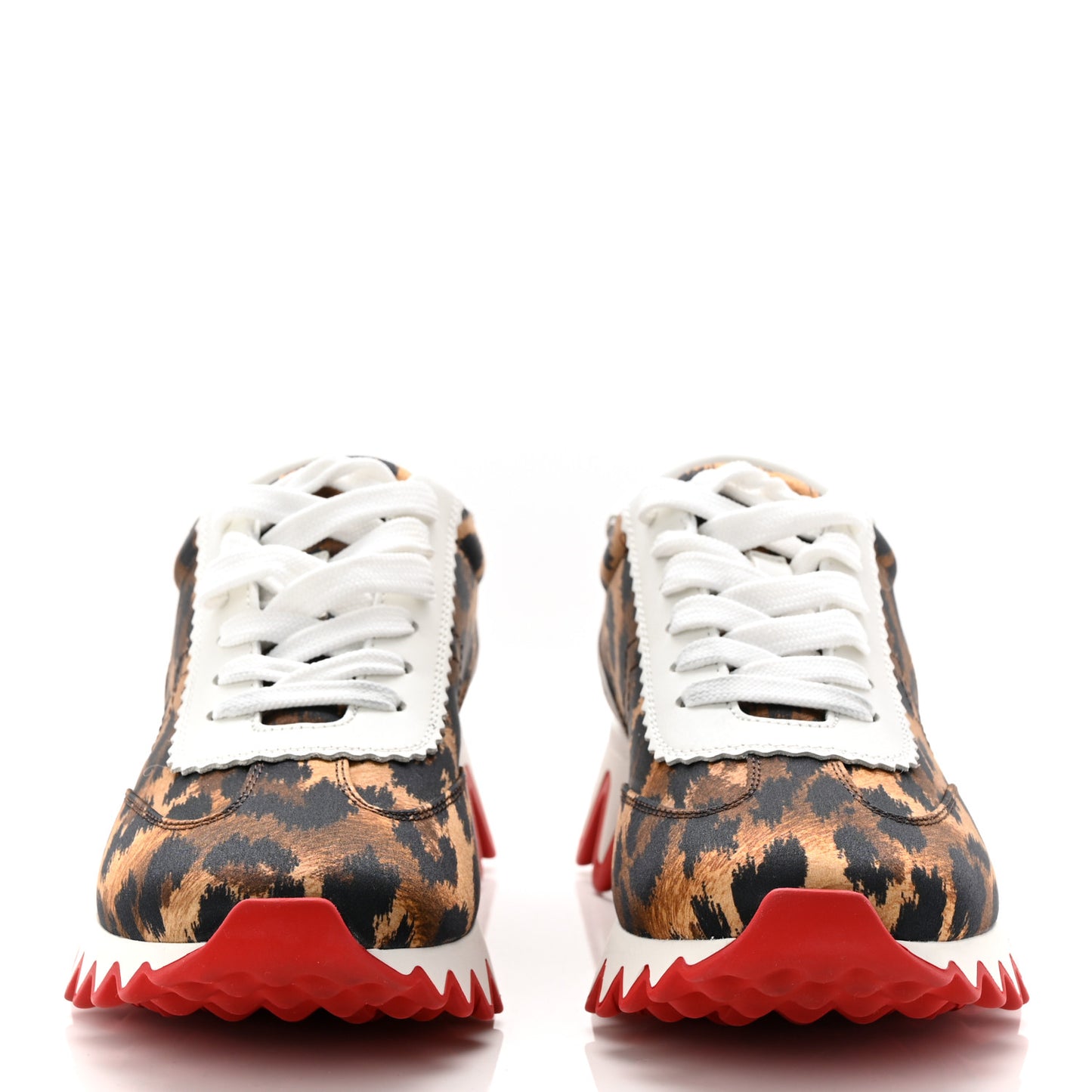 Calfskin Satin Leopard Print Womens Loubishark Sneakers 37 Brown