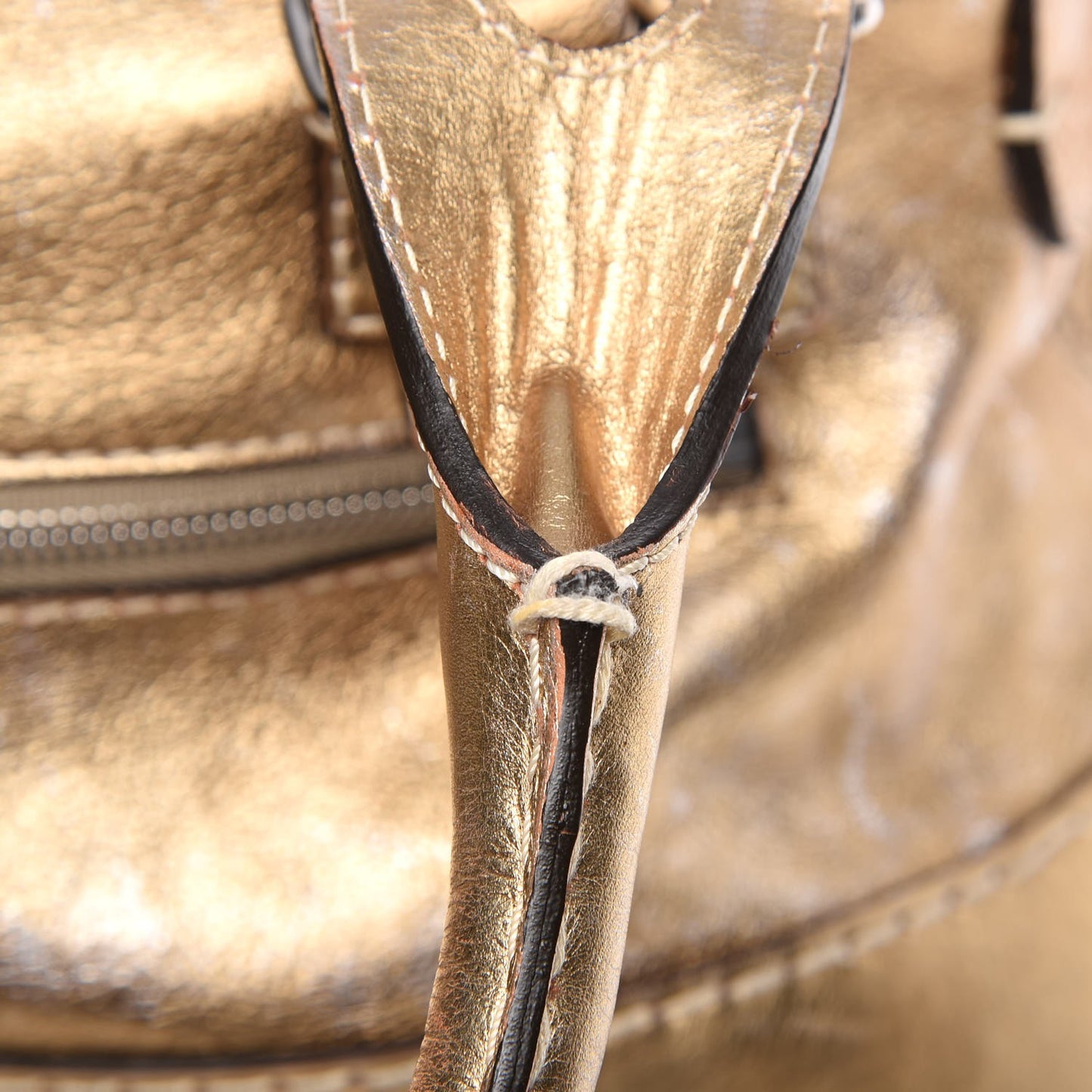 Metallic Calfskin Buckle Tote Gold