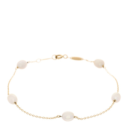 Tiffany 18K Yellow Gold Cultured Pearl 5.5-6mm  Elsa Peretti Pearls By The Yard Bracelet 1 of 5