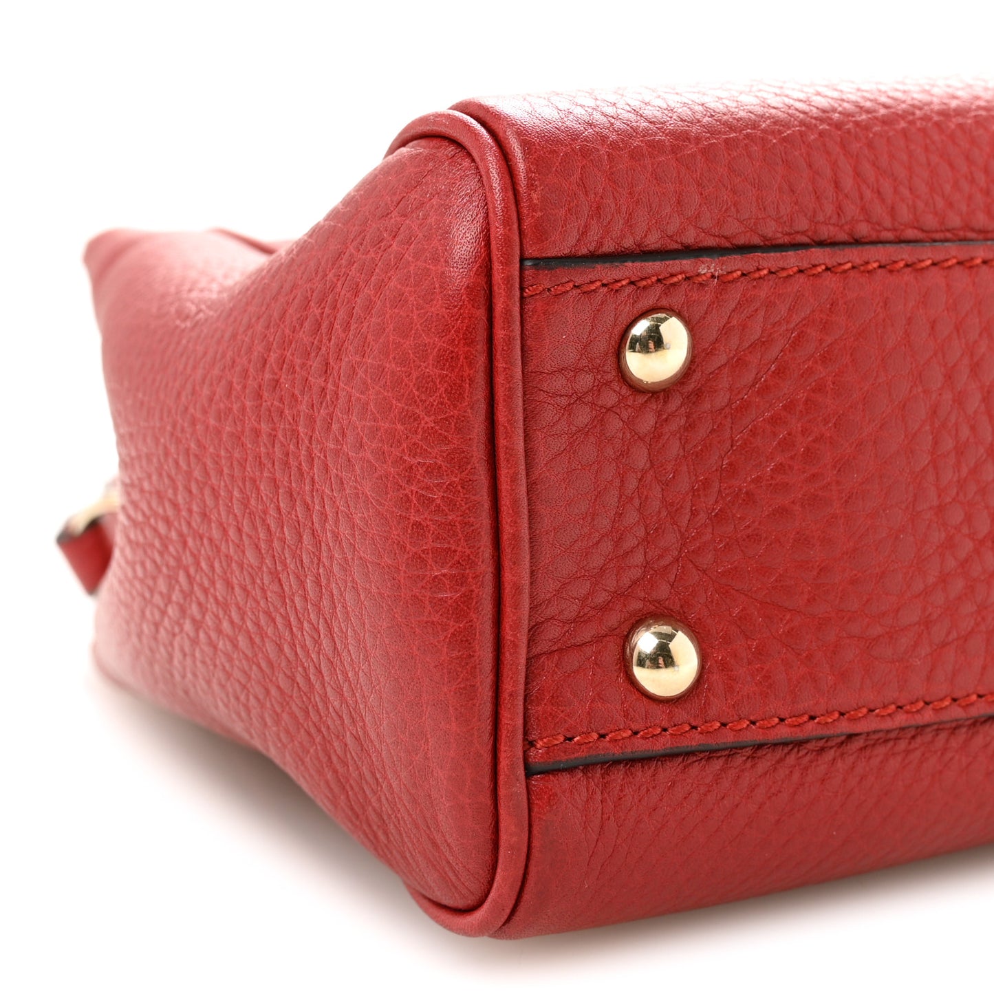 Calfskin Mini Bamboo Shopper Tote Red