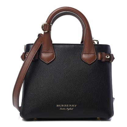 Burberry Derby Calfskin House Check Baby Banner Tote Black Tan 1 of 4