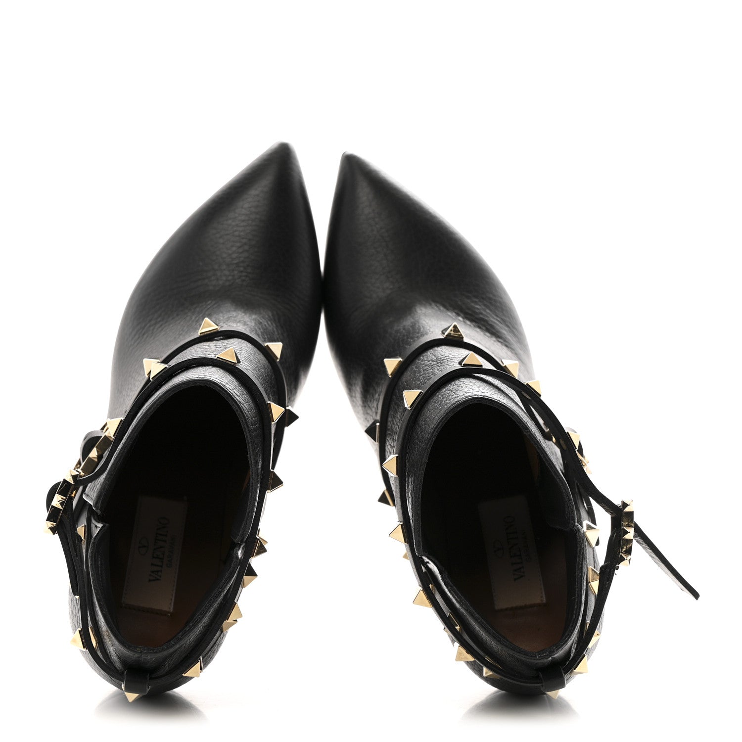 Valentino Garavani Pebbled Calfskin Rockstud Double Buckle 65mm Ankle Boots 37.5 Black 2 of 10