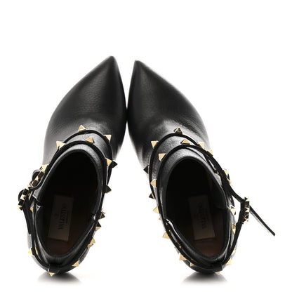 Valentino Garavani Pebbled Calfskin Rockstud Double Buckle 65mm Ankle Boots 37.5 Black 2 of 10