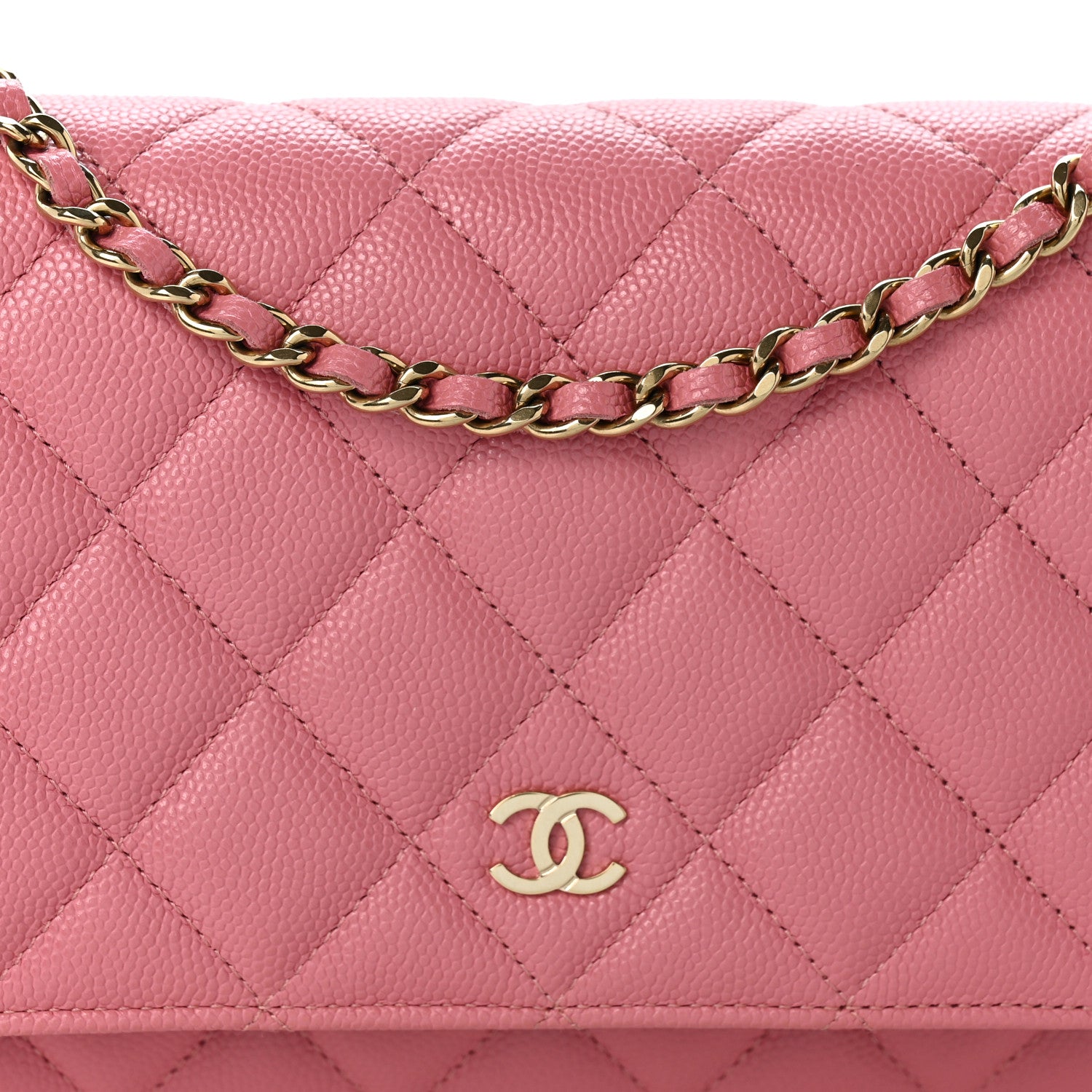 Chanel Caviar Quilted Wallet on Chain WOC Pink 9 of 12