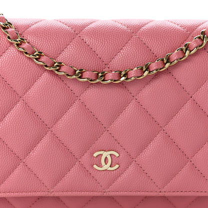 Chanel Caviar Quilted Wallet on Chain WOC Pink 9 of 12