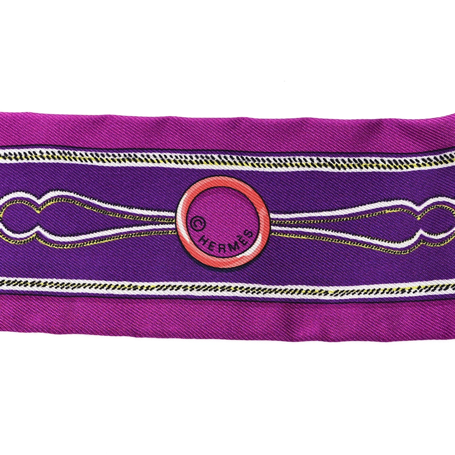Hermes Silk Maillons Twilly Fuchsia Violet Jaune 3 of 4