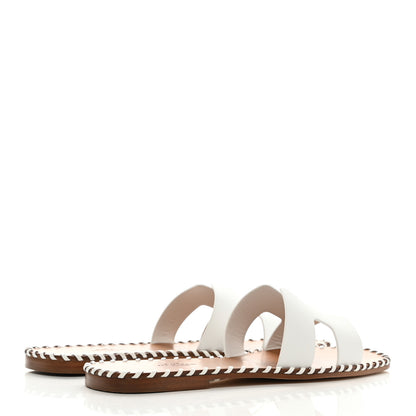 Hermes Box Calfskin Braided Oran Sandals 37.5 White 4 of 8
