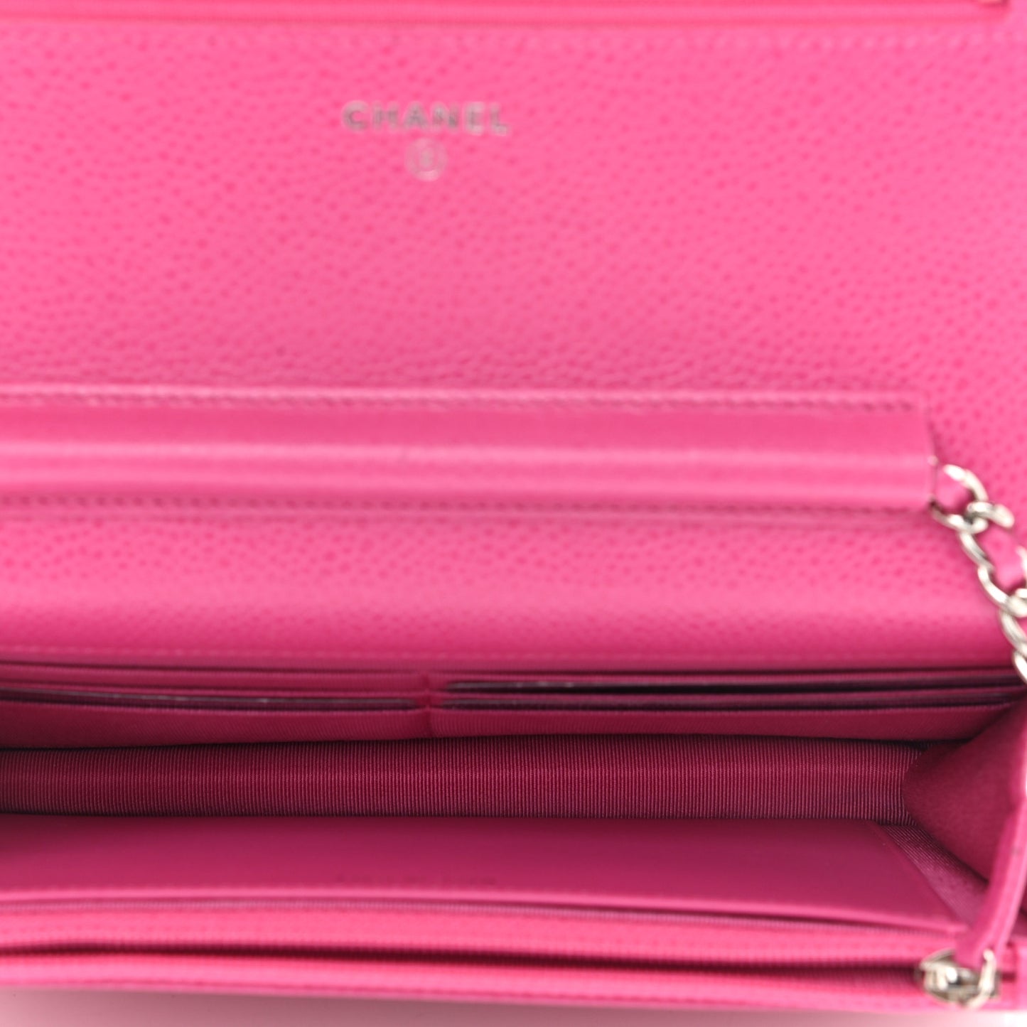 Caviar Quilted Wallet on Chain WOC Fuchsia
